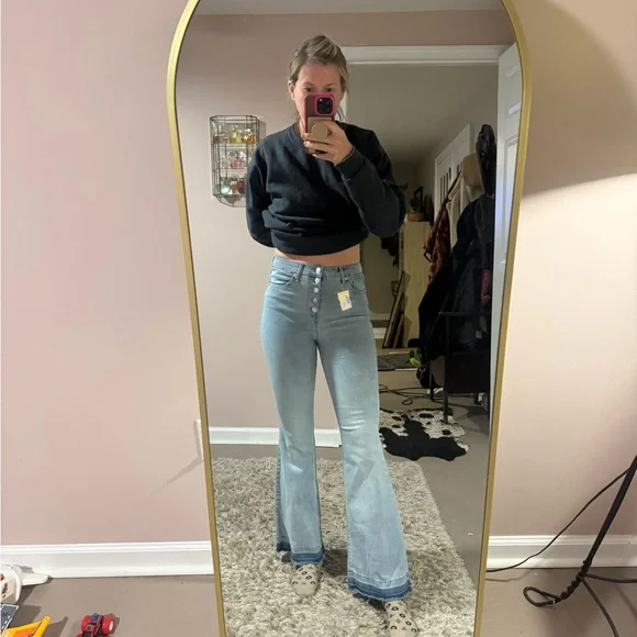 Celebrity Pink Light Blue Flared Women Jeans - Picture 3 of 8